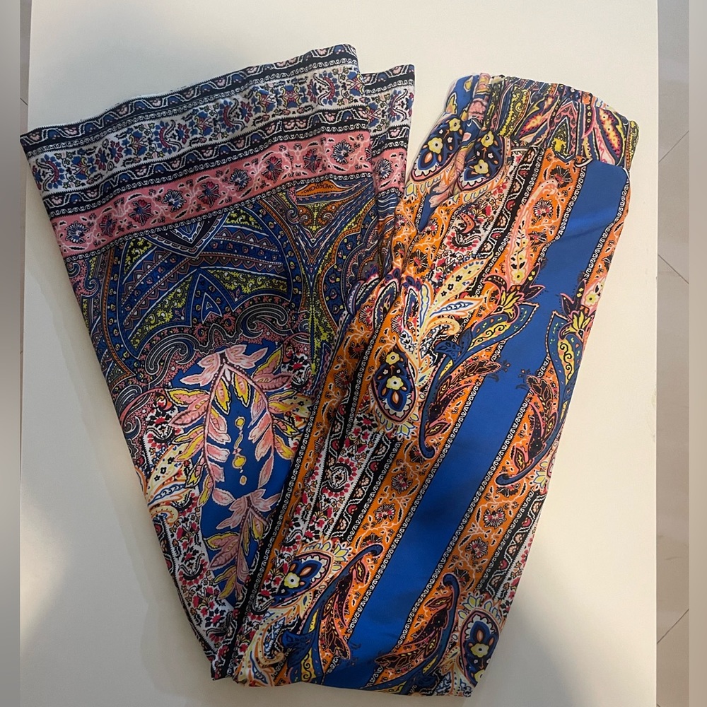 OVI Wide Leg Blue Orange Pants Size S